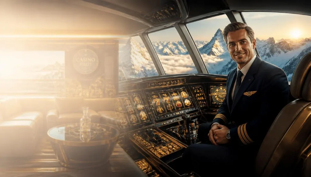 CasinoPilot Cockpit mit Pilot, Lounge und Alpen